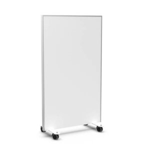 Workspace48 Orbit Whiteboard Divider 60″h x 36″w Whiteboard HPL surface, Arctic White powder coated feet Locking castors