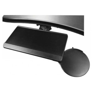 Minuet Articulating Keyboard Tray 17” smooth glide storage track 360-degree swivel mount meets or exceeds BIFMA standards low profile mechanism and platform maximizes knee clearance Adaptable for right or left-hand users simultaneous manual height and tilt adjustment spring-assisted to help counterbalance keyboard and tray weight low profile design 6” height adjustment range of 1” above and 5” below worksurface +15º to -15º tilt adjustment 360 º swivel swivel mouse tray with cord management 21” Platform Mouse/cord management rails (right or left-hand use) 9” Diameter mouse-friendly surface